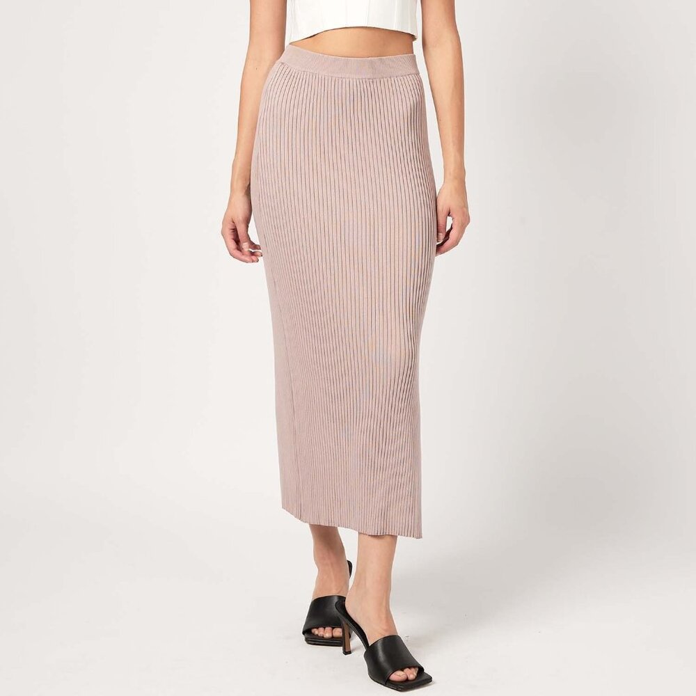 Jolene Ribbed Knit Pencil Skirt - Dusty Lavender